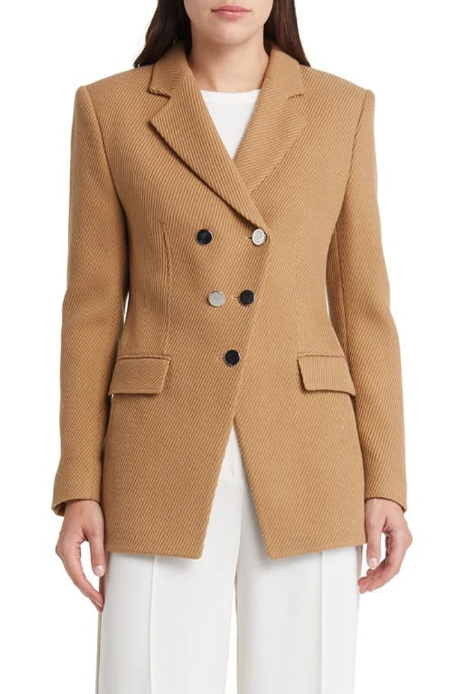 BOSS Jestena Double Breasted Virgin Wool Blazer Iconic Camel at Nordstrom,