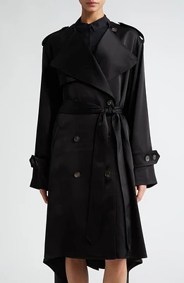 Peter Do Handkerchief Hem Satin Trench Coat Black at Nordstrom,