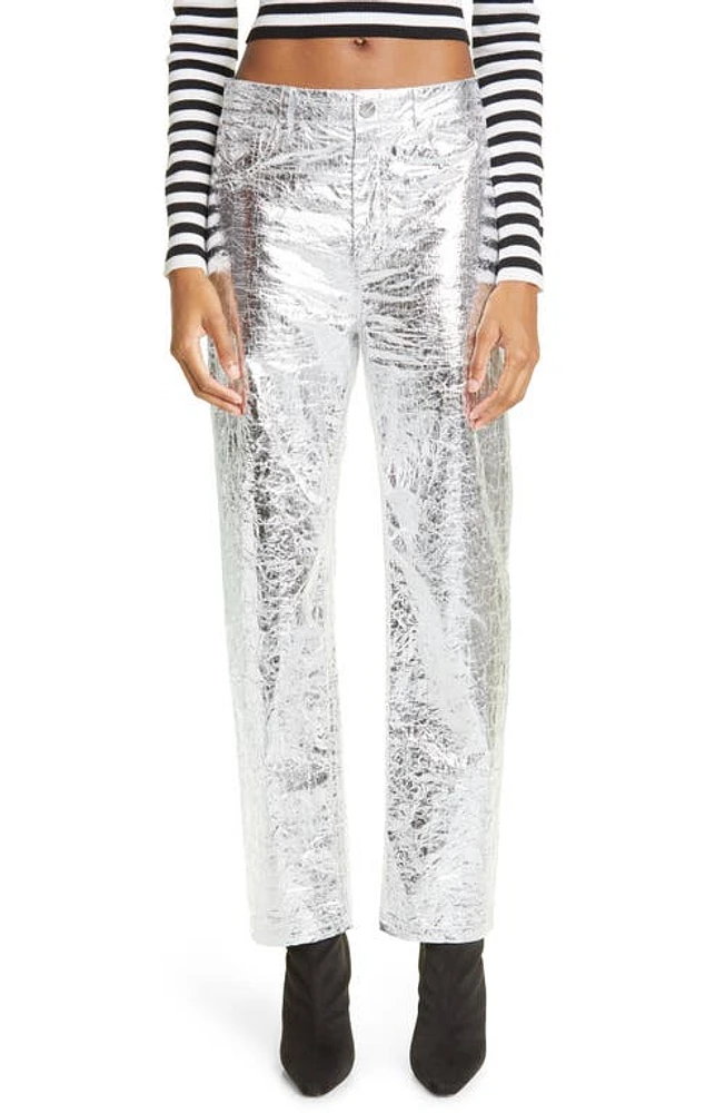 MONSE Foiled Straight Leg Jeans in Silver at Nordstrom, Size 4