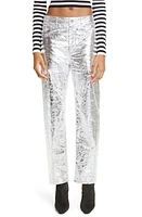 MONSE Foiled Straight Leg Jeans in Silver at Nordstrom, Size 4