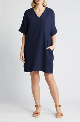 caslon(r) Cotton Gauze Shift Dress at Nordstrom,