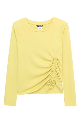 Truce Kids' Side Ruched Long Sleeve Top Lime at Nordstrom,