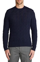 Ralph Lauren Purple Label Cable Stitch Cashmere Crewneck Sweater Classic Chairman Navy at Nordstrom,