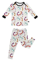 Peregrine Kidswear Retro Phones Fitted Two-Piece Pajamas White/Multi at Nordstrom,