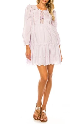 A COLLECTIVE STORY Embroidered Long Sleeve Cotton Minidress Orchid Ice at Nordstrom,