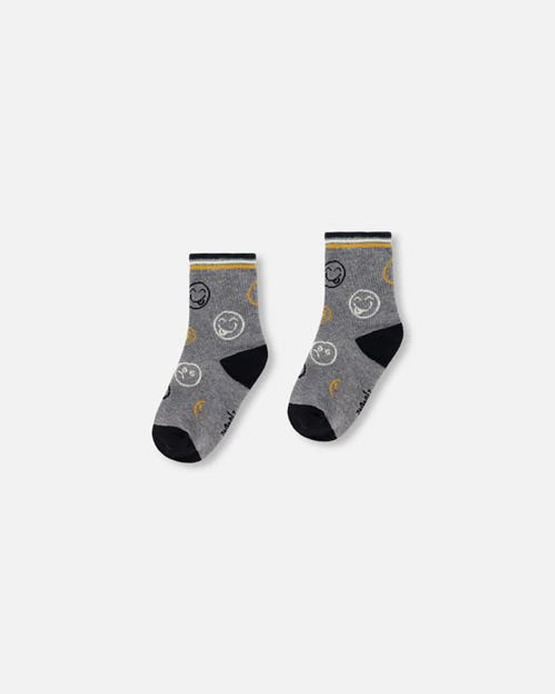 Deux Par Deux Little Boy's Jacquard Socks Dark Grey at Nordstrom