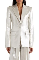 Chloé Silk Lamé Blazer in Silver Cloud at Nordstrom, Size 12 Us