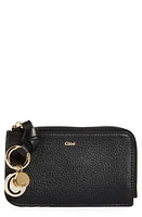 Chloé Alphabet Zip Leather Card Holder in Black at Nordstrom