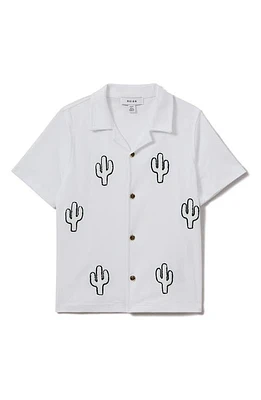 Reiss Kids' Aurora Sr. Cactus Embroidered Camp Shirt White at Nordstrom,