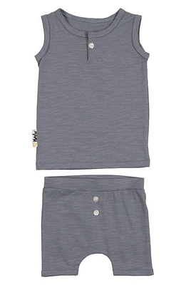 Manière Kids' Cotton Button Tank Top & Shorts Set Pewter at Nordstrom,