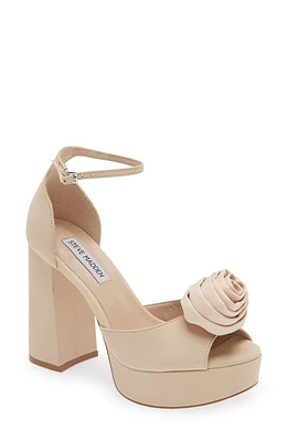 Steve Madden Luminesce Ankle Strap Peep Toe Platform Sandal in Blush Nubk at Nordstrom, Size 10