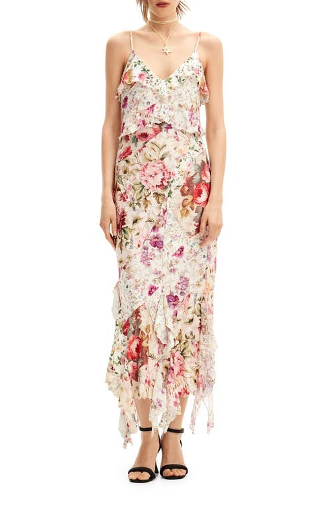 Desigual Aura Mixed Floral Print Handkerchief Hem Dress at Nordstrom,