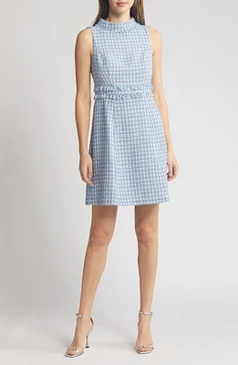 Eliza J Sleeveless Mock Neck Tweed A-Line Dress Light Blue at Nordstrom,