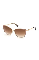 GUESS 59mm Gradient Cat Eye Sunglasses in Shiny Beige /Brown Mirror at Nordstrom