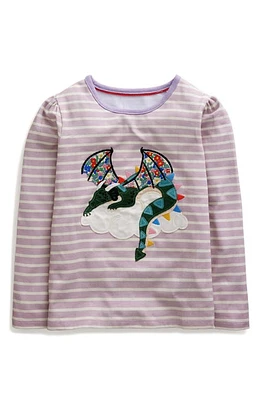 Mini Boden Kids' Stripe Dragon Appliqué Cotton T-Shirt Multi Floral at Nordstrom,