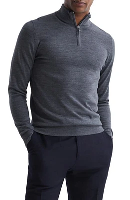 Reiss Blackhall Wool Quarter-Zip Sweater Mid Grey at Nordstrom,