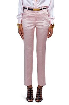 TOM FORD Broken Metallic Wool Blend Ankle Pants Powdery Pink at Nordstrom, Us