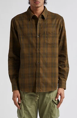 John Elliott Alder Plaid Cotton Flannel Button-Up Shirt Alvarado Check at Nordstrom,