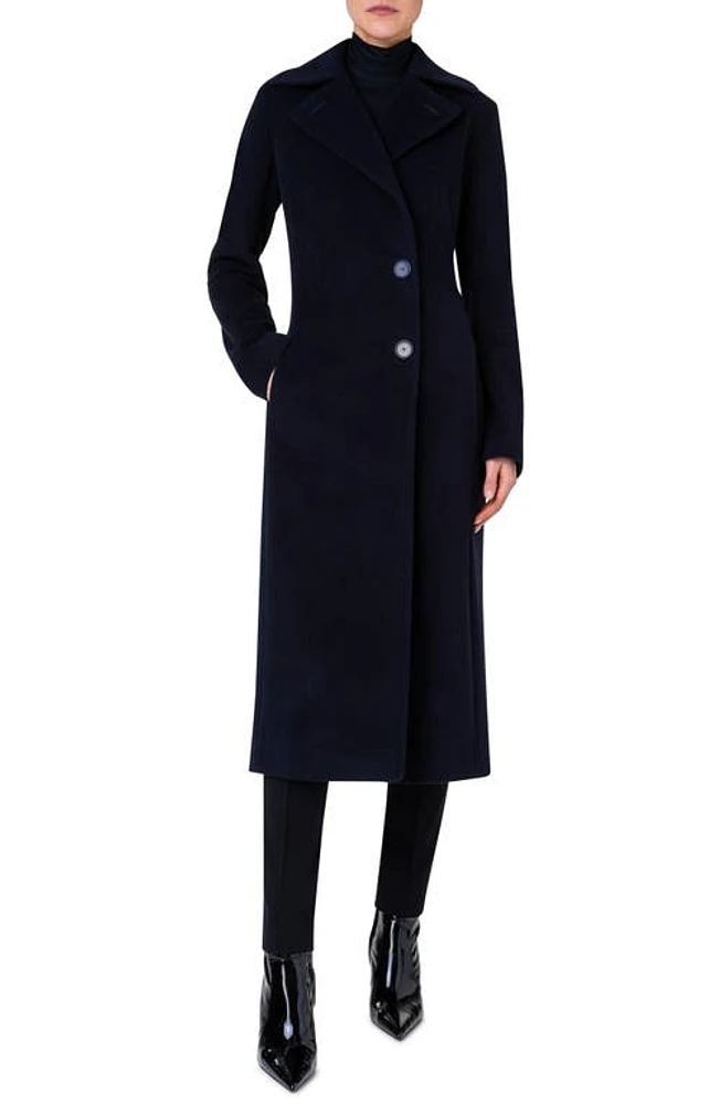 Akris punto Belted Wool Blend Coat 079 Navy at Nordstrom,