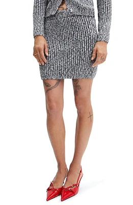 MANGO Rib Sweater Miniskirt Black at Nordstrom,