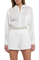 Endless Rose Sheer Satin Shirt at Nordstrom,