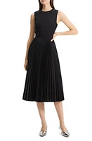 Theory Pleat Skirt Midi Dress Black at Nordstrom,