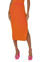 Milly Rib Midi Sweater Skirt Pink/Coral at Nordstrom,