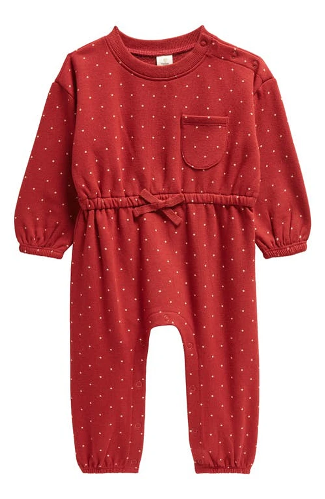 Tucker + Tate Print Fleece Romper in Red Sun Mini Dots at Nordstrom, Size 12M