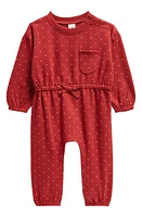 Tucker + Tate Print Fleece Romper in Red Sun Mini Dots at Nordstrom, Size 12M