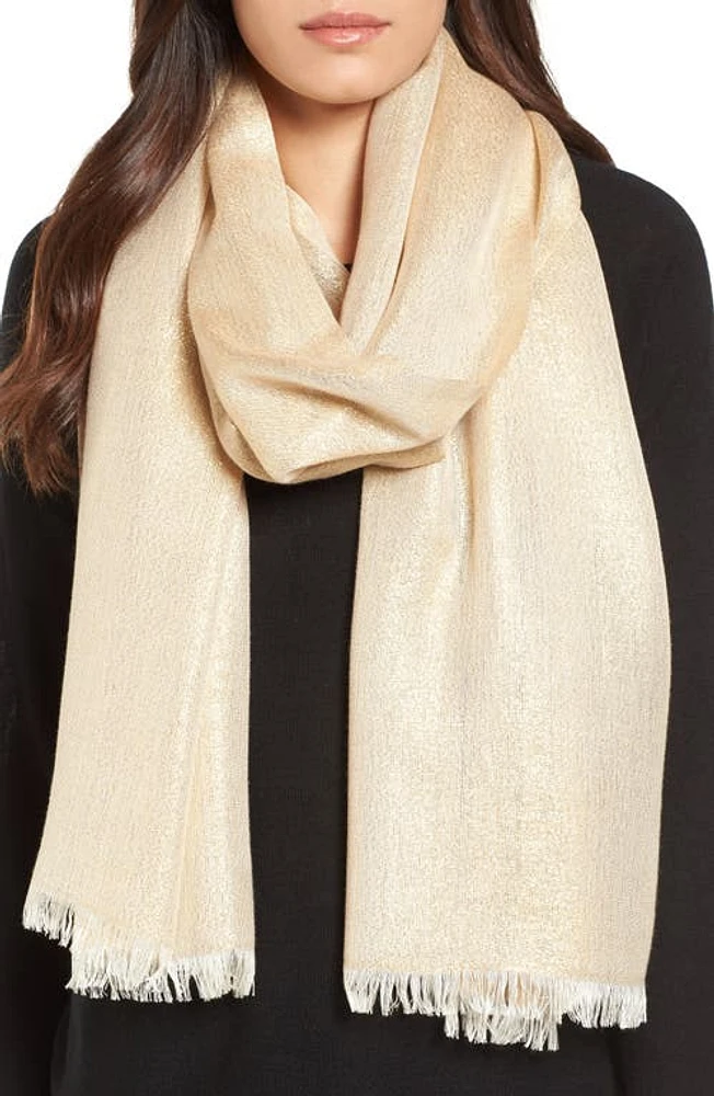 Nordstrom Metallic Lightweight Wrap in Gold at Nordstrom