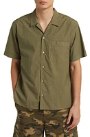 FRAME Cotton Short Sleeve Button-Up Camp Shirt in Old Green at Nordstrom, Size Small