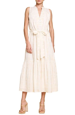 CIEBON Shaina Tiered Cotton Blend Midi Dress Cream at Nordstrom,