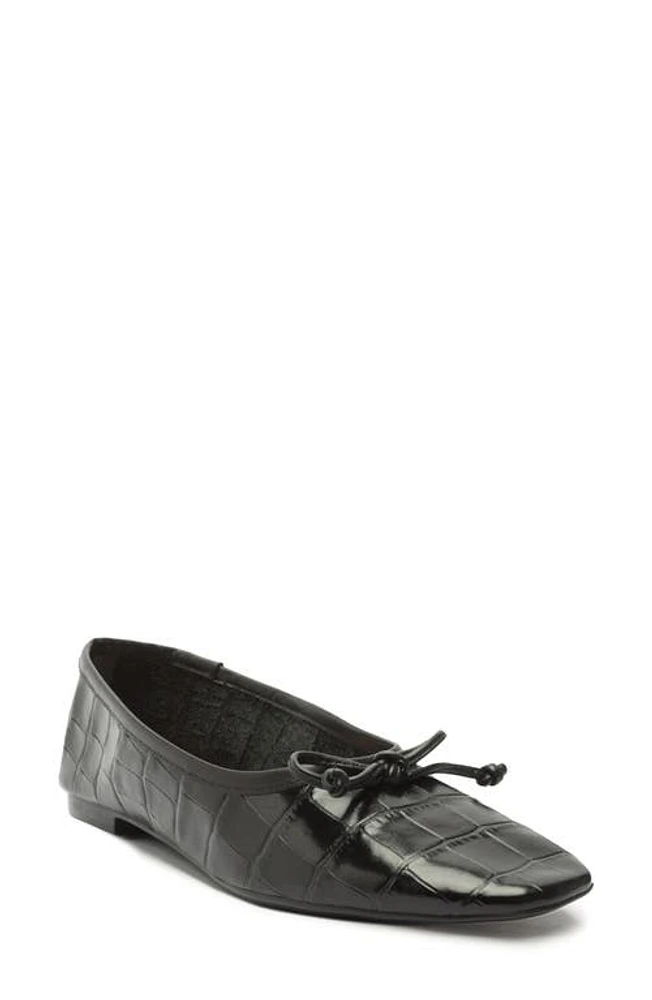 Schutz Arissa Croc Embossed Ballet Flat Black at Nordstrom,