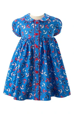 Rachel Riley Anchor Print Cotton Dress & Bloomers Blue at Nordstrom,