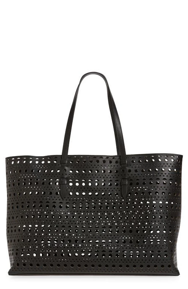 Alaïa Mina 44 Perforated Leather Tote in 999 - Noir at Nordstrom