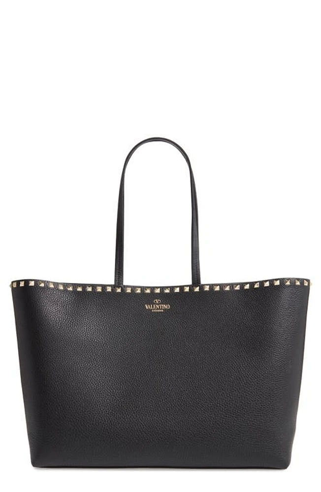 Valentino Garavani Rockstud Leather Tote in Black Rockstud at Nordstrom