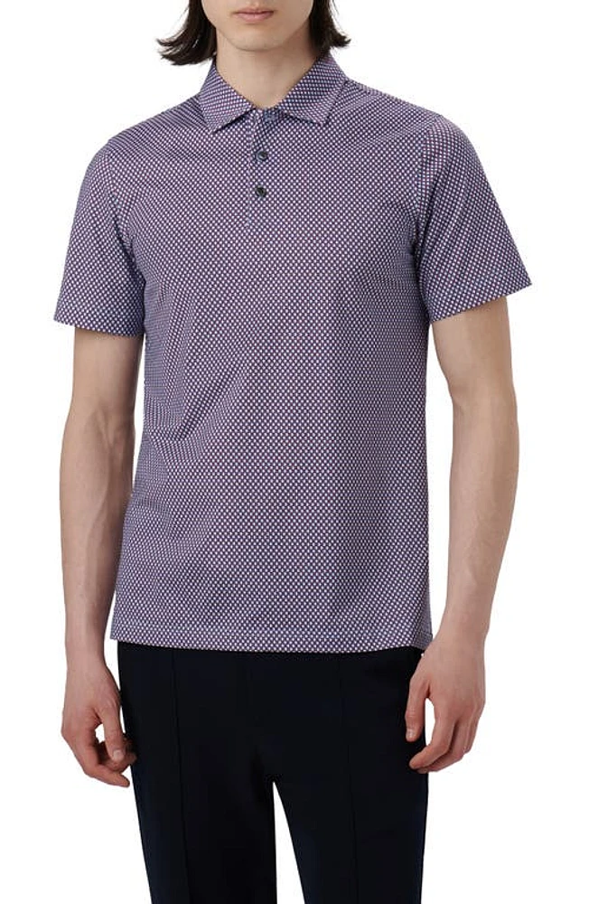 Bugatchi OoohCotton Geo Print Polo Blue/Burgundy at Nordstrom,