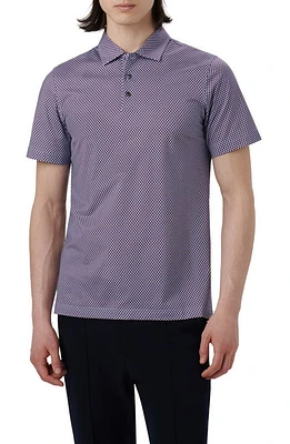 Bugatchi OoohCotton Geo Print Polo Blue/Burgundy at Nordstrom,