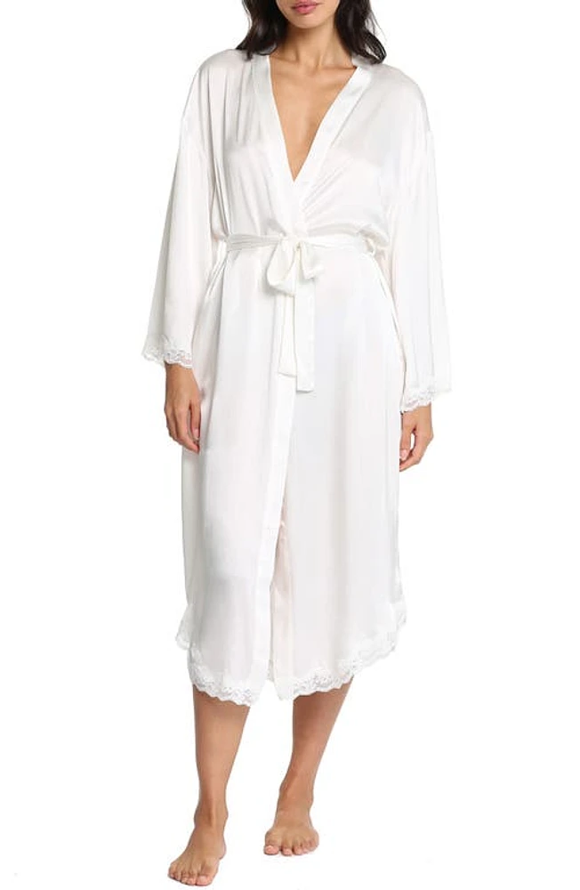 Papinelle Camille Lace Trim Silk Robe Ivory at Nordstrom,