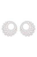 Ettika Imitation Pearl Statement Frontal Hoop Earrings in Gold at Nordstrom