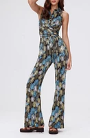 Diane von Furstenberg Kellie Fireworks Print Sleeveless Jumpsuit Black Multi at Nordstrom,