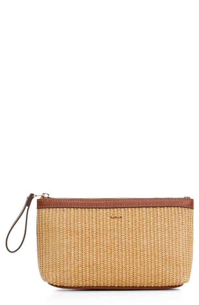 MANGO Woven Zip Pouch in Brown at Nordstrom