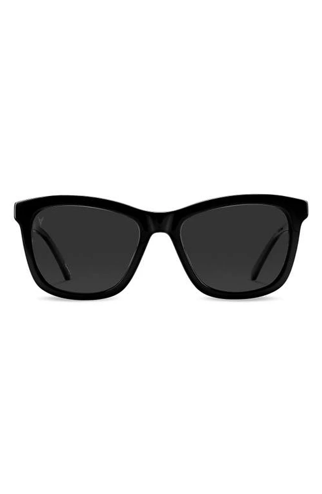 Vincero Emery 56mm Polarized Round Sunglasses in Jet Black Smoke at Nordstrom