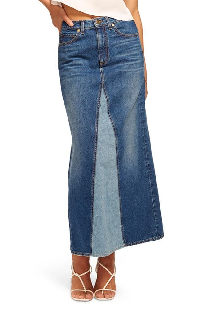 Ramy Brook Jannie Colorblock Denim Maxi Skirt Tonal Wash at Nordstrom,