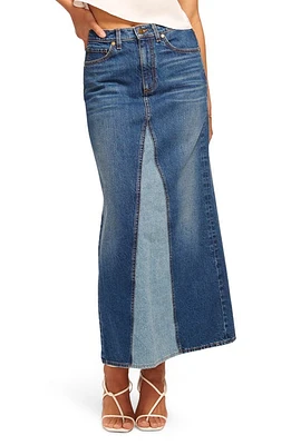 Ramy Brook Jannie Colorblock Denim Maxi Skirt Tonal Wash at Nordstrom,