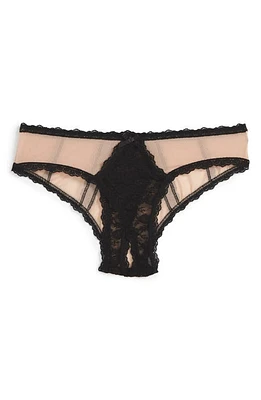 Hanky Panky Nude Illusion Open Gusset Panties Mocha /Black at Nordstrom,