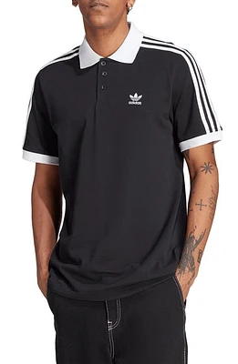 adidas Originals 3-Stripes Cotton Piqué Polo Black at Nordstrom,