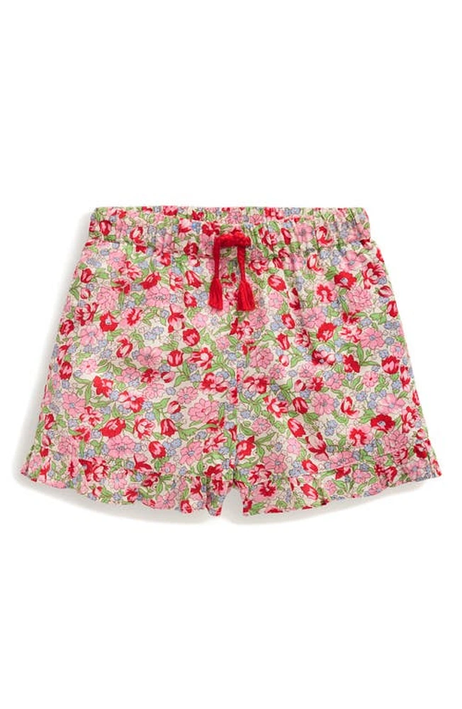 Mini Boden Kids' Print Frill Hem Shorts Bubblegum Peony Floral at Nordstrom,