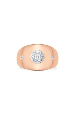 Sara Weinstock Aurora Illusion Round Diamond Signet Ring in Rose Gold at Nordstrom, Size 6.5