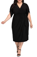 Kiyonna Eden Faux Wrap Dress in Black Noir at Nordstrom, Size 5X